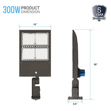 Load image into Gallery viewer, LED Pole Light 300W ; High Voltage ; 5700K ; Universal Mount ; 200-480V With Photocell