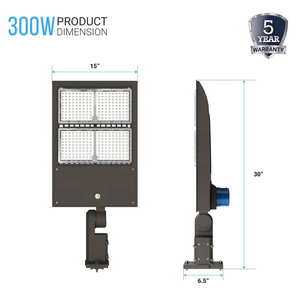 LED Pole Light 300W ; High Voltage ; 5700K ; Universal Mount ; 200-480V With Photocell