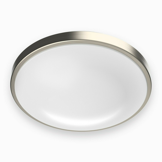 14" Round Brushed Nickel Dimmable Flush Mount; Single Ring; 1750 Lumens ; Power: 25W ; 3 Color Switchable (3000K/4000K/5000K)