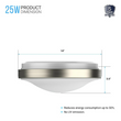 Load image into Gallery viewer, 14&quot; Round Brushed Nickel Dimmable Flush Mount; Single Ring; 1750 Lumens ; Power: 25W ; 3 Color Switchable (3000K/4000K/5000K)