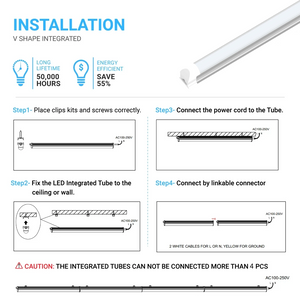 60 Watt LED Integrated Tube, T8 8 Feet - 210W Equivalent, 5000K Frosted, Linkable - Extendable Design - Basement Lighting