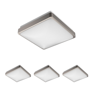 11 in. Brushed Nickel LED Ceiling Square Flushmount Light, 15W (55W Equivalent), 1050 Lumens, 4000K, AC120V, Dimmable