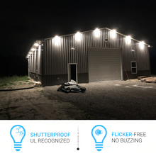 Load image into Gallery viewer, LED Barn Light w/ 3-pin NEMA Photocell, 36/48/60 Wattage Adjustable 3000K/4000K/5000K CCT Changeable, 120-277V, Dusk-To-Dawn, Silver