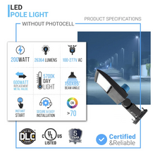 Load image into Gallery viewer, LED Parking Lot Lights  200W With Photocell, 5700K, Universal Mount, Bronze, AC100-277V, Dusk to Dawn Outdoor Commercial Lighting