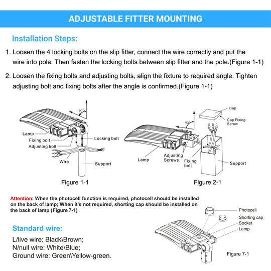 300W Commercial Parking Lot Lights  With Photocell & Motion Sensor, 5700K, Universal Mount, Bronze, AC100-277V, Led Street Light