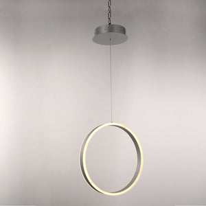 1-Light, Ring LED Pendant Lighting, Unique Design, 34W, 3000K (Warm White), 1028LM, Dimmable, Aluminum Body Finish,