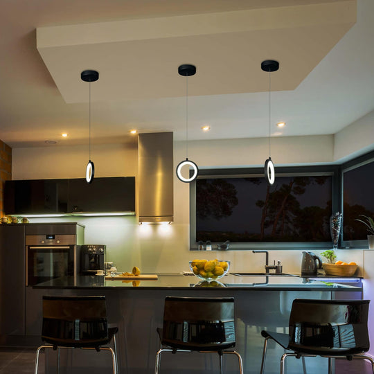 LED Vertical Round Pendant, Modern Pendant Lighting, Dimmable, 400LM, Circline Architectural