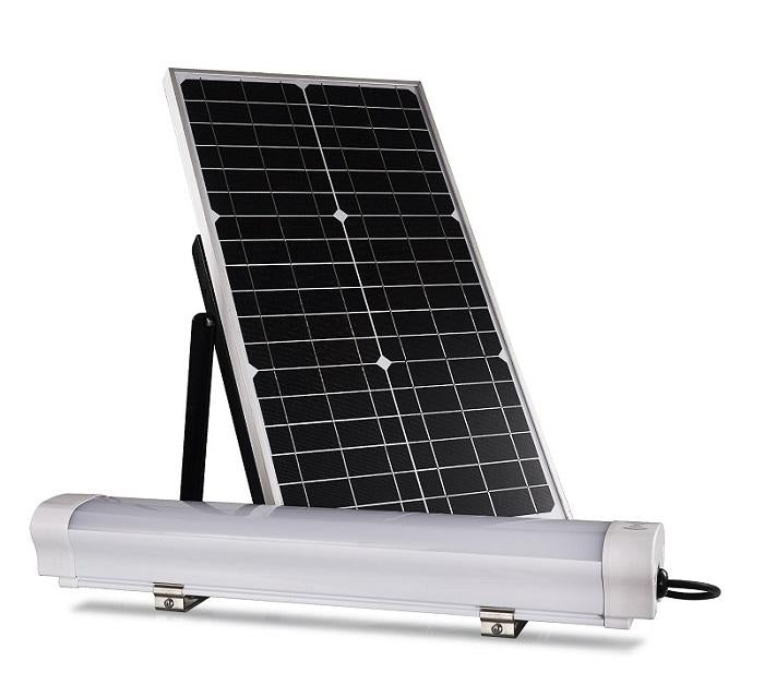LED Solar Batten Light Set ; 12W with 30W Solar Panel ; 6000K - LEDMyplace