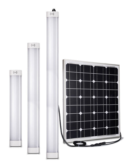 LED Solar Batten Light Set ; 12W with 30W Solar Panel ; 6000K - LEDMyplace