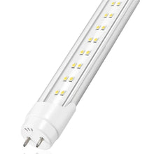 Load image into Gallery viewer, T8 4ft LED Tube/Bulb - 22W 3000 Lumens 6500K Clear, 2-Row, G13 Base, Double Ended Power - Ballast Bypass Fluorescent Replacement